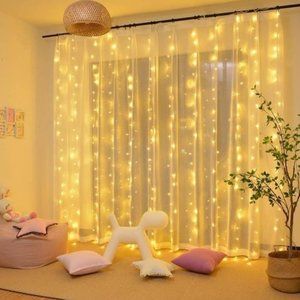 9.8х9.8ft LED Curtain String Fairy Lights USB silicone